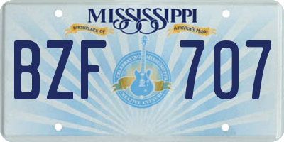 MS license plate BZF707