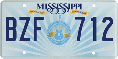 MS license plate BZF712