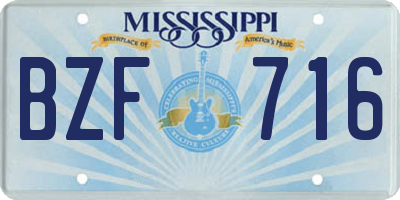 MS license plate BZF716
