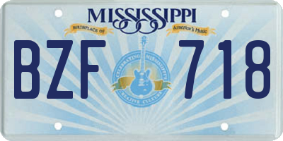 MS license plate BZF718