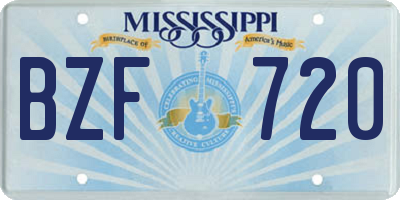 MS license plate BZF720