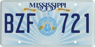 MS license plate BZF721
