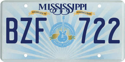 MS license plate BZF722