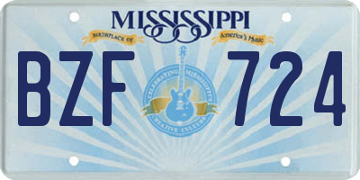 MS license plate BZF724