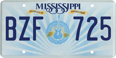 MS license plate BZF725