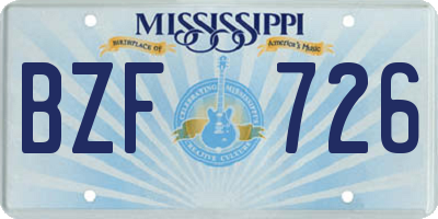 MS license plate BZF726