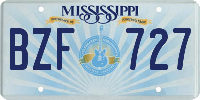 MS license plate BZF727