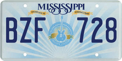 MS license plate BZF728