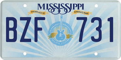 MS license plate BZF731