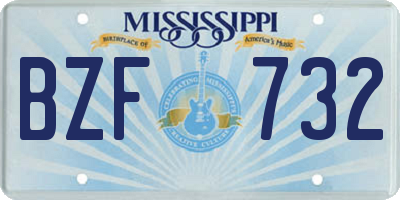 MS license plate BZF732