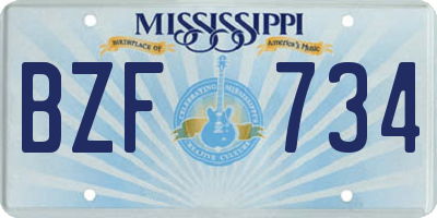 MS license plate BZF734