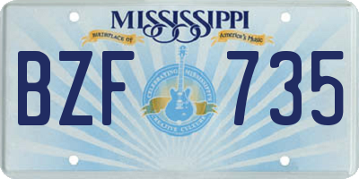 MS license plate BZF735