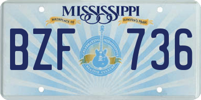 MS license plate BZF736