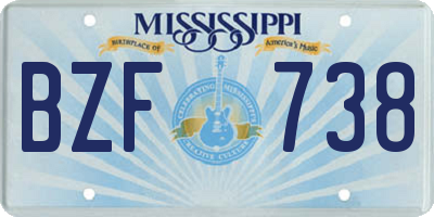 MS license plate BZF738
