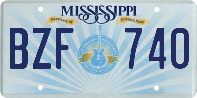 MS license plate BZF740