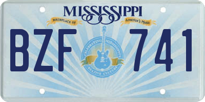 MS license plate BZF741