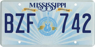 MS license plate BZF742