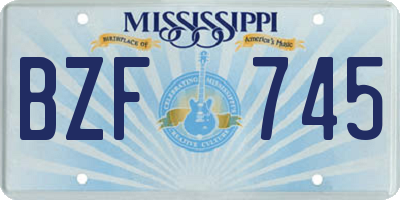 MS license plate BZF745