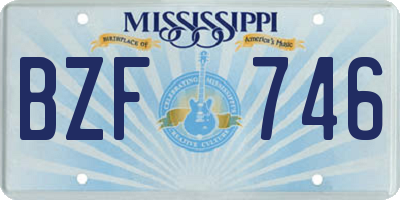 MS license plate BZF746