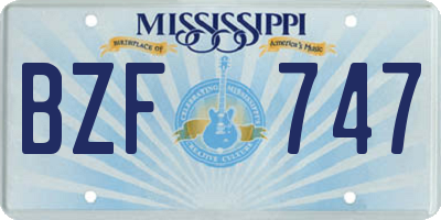 MS license plate BZF747