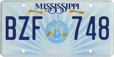 MS license plate BZF748