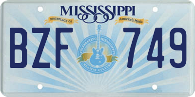 MS license plate BZF749