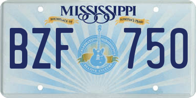 MS license plate BZF750