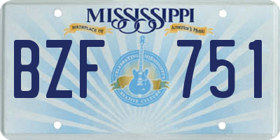 MS license plate BZF751
