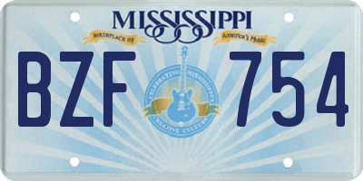 MS license plate BZF754