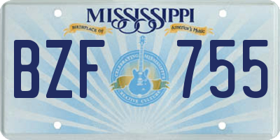 MS license plate BZF755