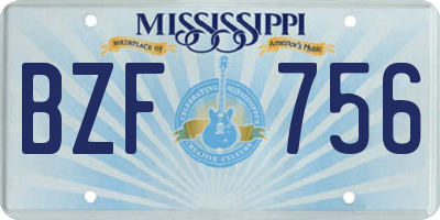 MS license plate BZF756