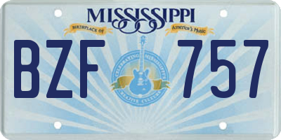 MS license plate BZF757