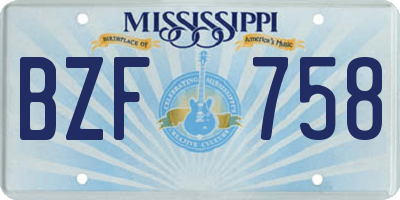 MS license plate BZF758