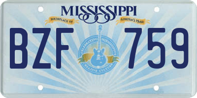 MS license plate BZF759