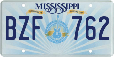 MS license plate BZF762
