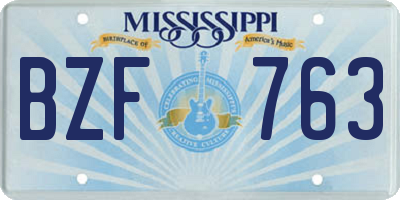MS license plate BZF763