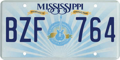 MS license plate BZF764