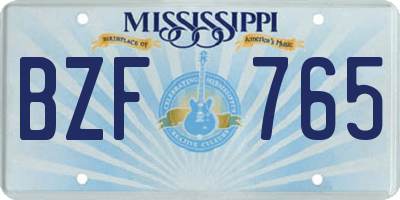 MS license plate BZF765