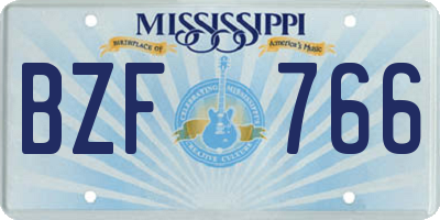 MS license plate BZF766