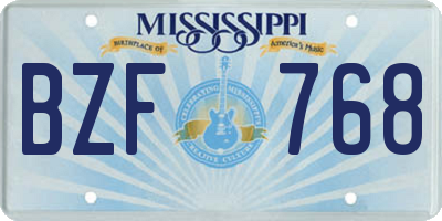 MS license plate BZF768
