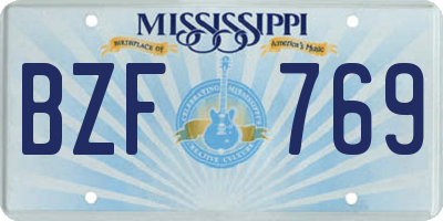 MS license plate BZF769