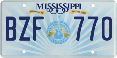 MS license plate BZF770