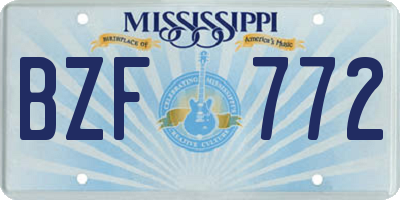 MS license plate BZF772