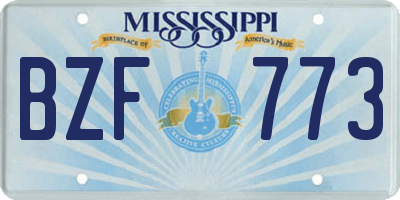 MS license plate BZF773