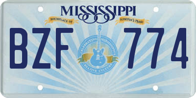 MS license plate BZF774