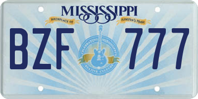 MS license plate BZF777