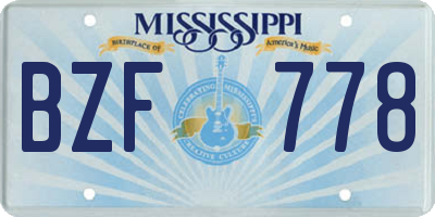 MS license plate BZF778