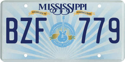 MS license plate BZF779