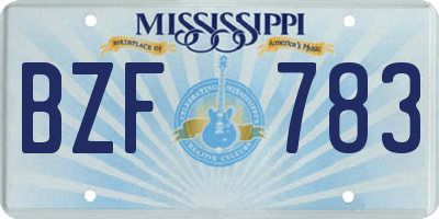 MS license plate BZF783