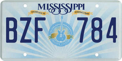 MS license plate BZF784